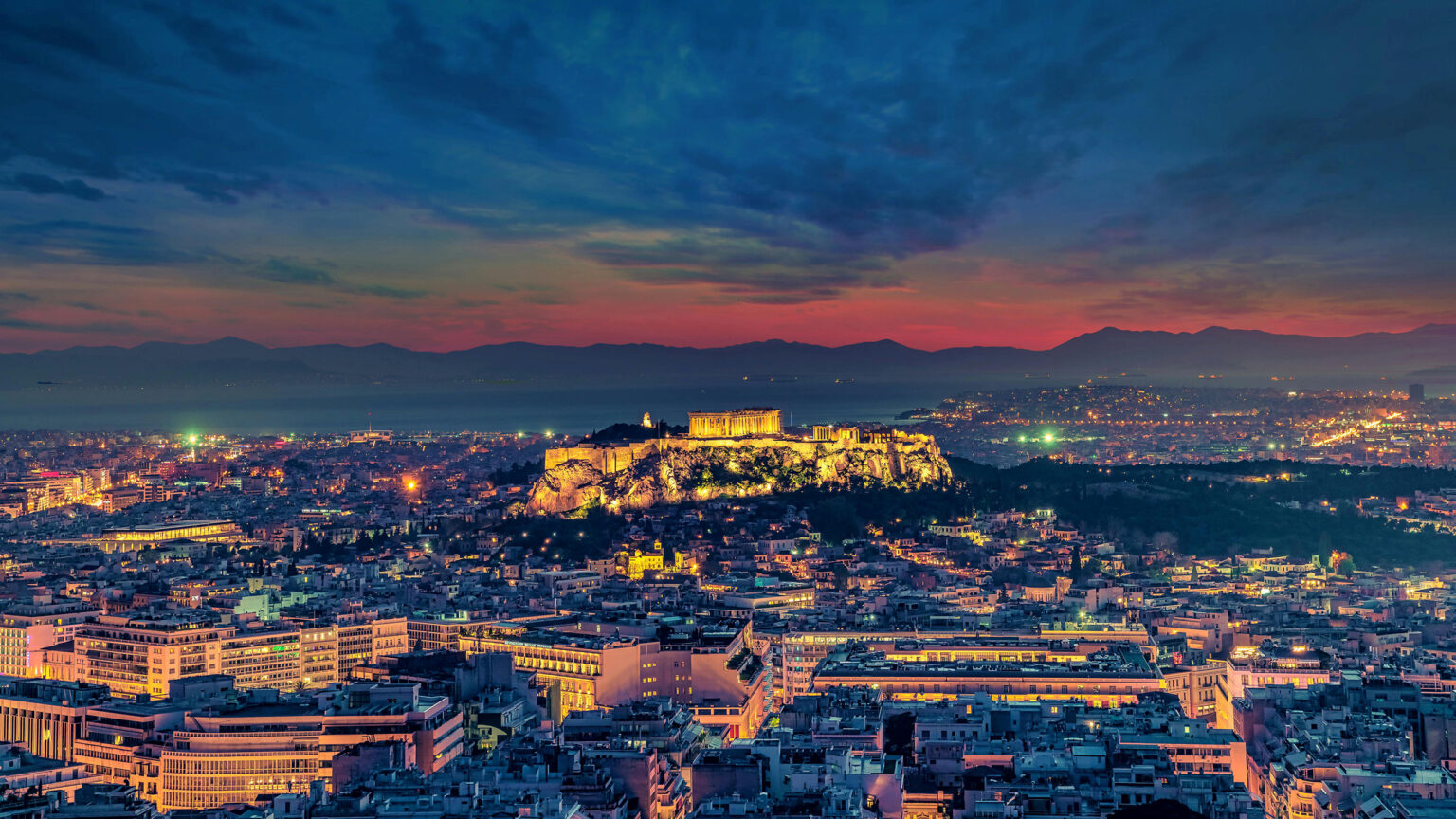 Athens, Greece at night